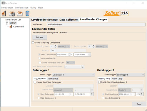 solinst levelsender 5 software changes tab for remote station updates