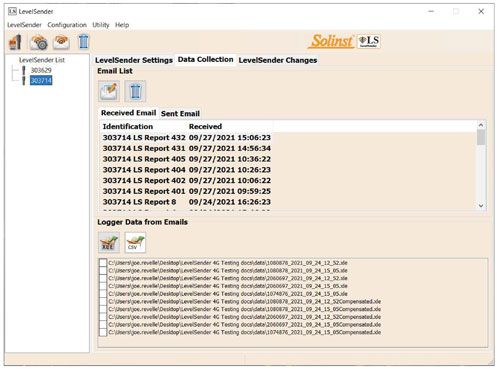 solinst levelsender data collection tab