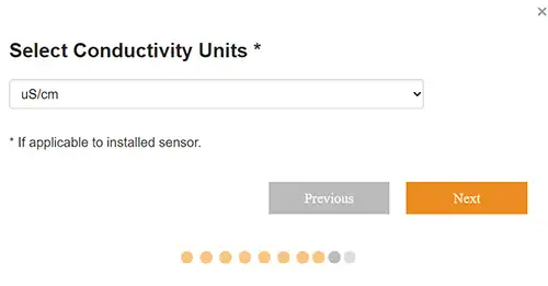 solinst solsat 5 satellite telemetry system step 8 parameter unit settings conductivity sensor