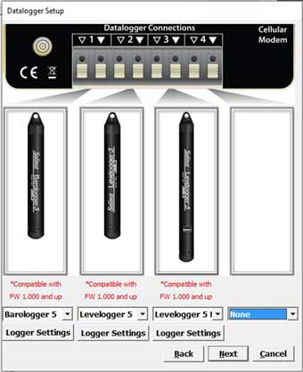 solinst sts datalogger setup window