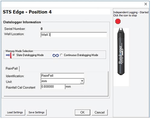 solinst sts rainlogger settings