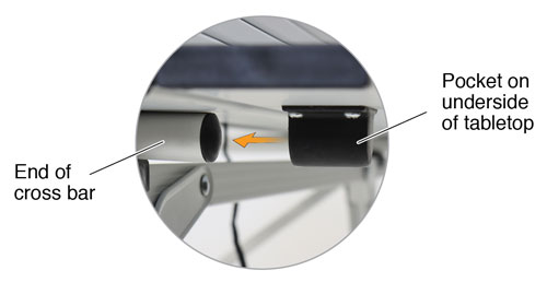 Insert End Of Cross Bar Int The Pocket On The Undersid Of The Tabletop Of The Solinst Stand Alone Field Table insert end of cross bar int the pocket on the undersid of the tabletop of the solinst stand alone field table