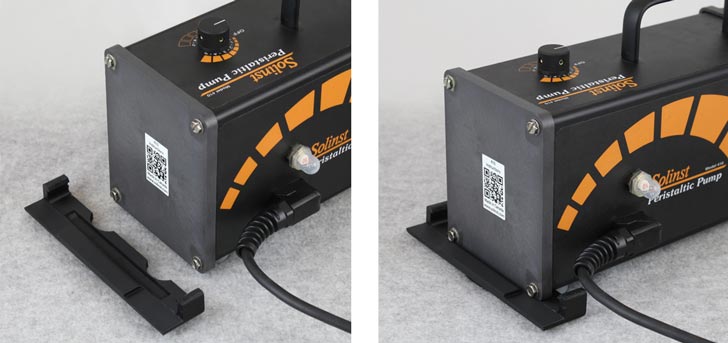 Slide Solinst Peristaltic Pump 12V Battery Holder Retainer So Cutouts Fit Against Feet On Bottom Of Pump And End Plate Sits In Groove slide solinst peristaltic pump 12v battery holder retainer so cutouts fit against feet on bottom of pump and end plate sits in groove
