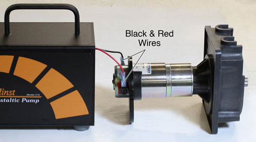 disconnect the black and red wires from the solinst peristaltic pump motor assembly
