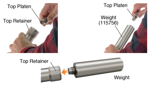 connecting solinst 425 d deep discrete interval sampler top platen to top retainer or weight