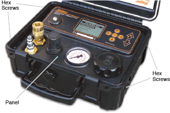 electronic pump control unit with hex screws indicated