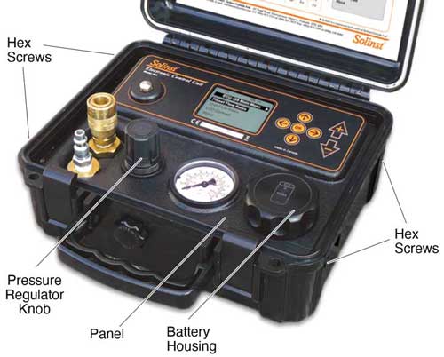 solinst electronic pump control unit image showing hex screw locations