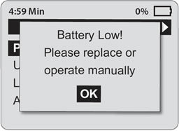 solinst 464 electronic pump control unit battery warning screen