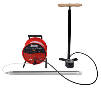 solinst discrete interval sampler with sampling pump reel and high pressure hand pump