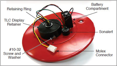 Labeled image of the back of the TLC Faceplate solinst temperature readings conductivity readings operating principles conductivity sensor operation economical temperature readings economical conductivity readings tlc instructions tlc user guide water levels groundwater level static water level groundwater temperature groundwater temperature meters image