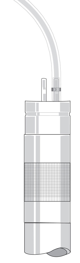 Tubería de 5/8" de DE x 1/2" DIconectada al vástago del puertousando una abrazaderaOetiker N.º 17