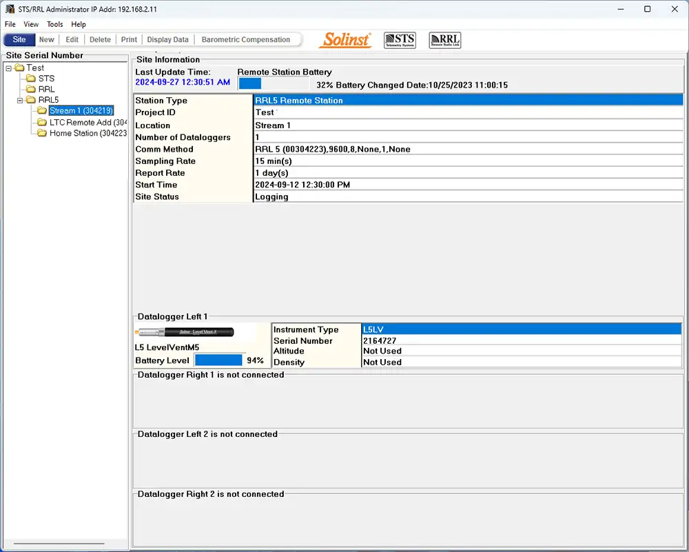 rrl remote radio link administrator window