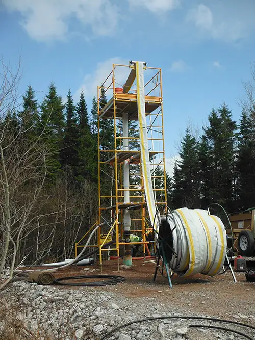 Solinst Flute Blank Liner being Installed In Artesian Conditions solinst flute blank liner being installed in artesian conditions