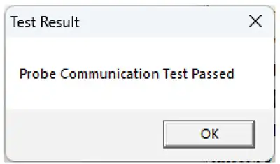 figura 5 3 teste de comunicação do registrador de dados mostrando que o teste de comunicação da sonda foi aprovado para o link de rádio remoto rrl