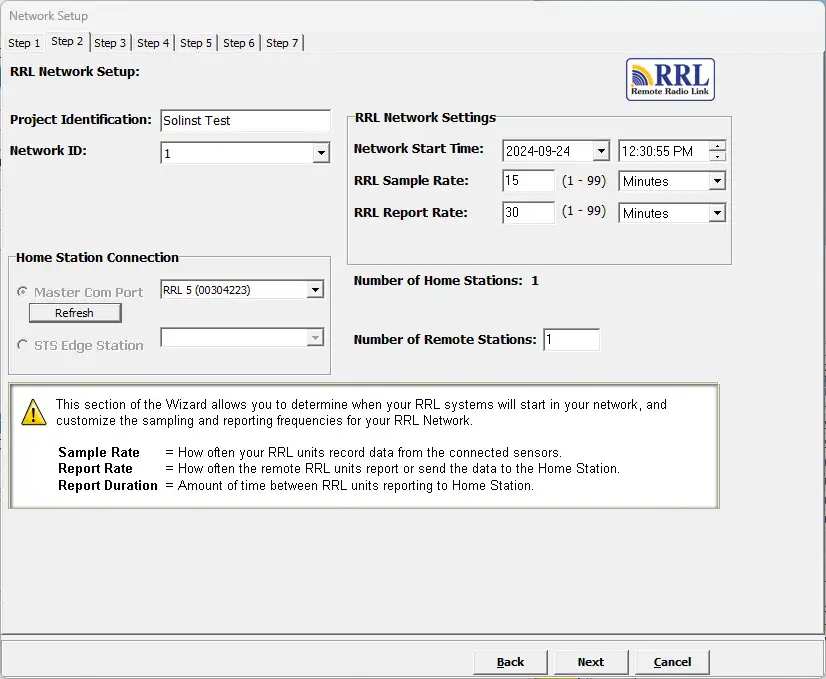 figura 4 4 tela de configuração da rede de link de rádio remoto rrl