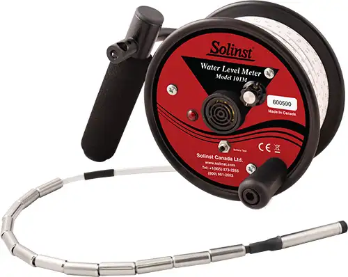 solinst 101m mini water level meter with laser marked narrow flat tape