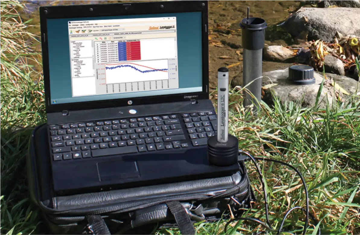 solinst 3001 levelogger 6 ltc conductivity datalogger monitoring stream bed